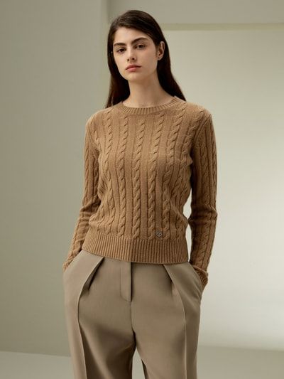 Klassischer Zopfmusterpullover aus Kaschmirmischung
