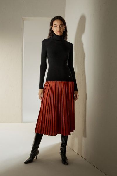 Eleganter nahtloser Seiden-Kaschmir-Rollkragenpullover