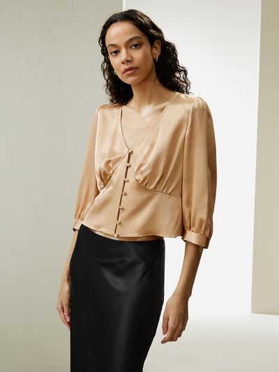Retro Korsett-Bluse aus Seide