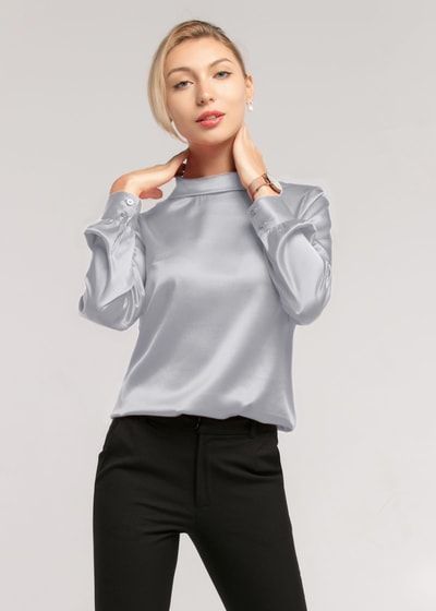 Elegante Seidenbluse mit Stehkragen