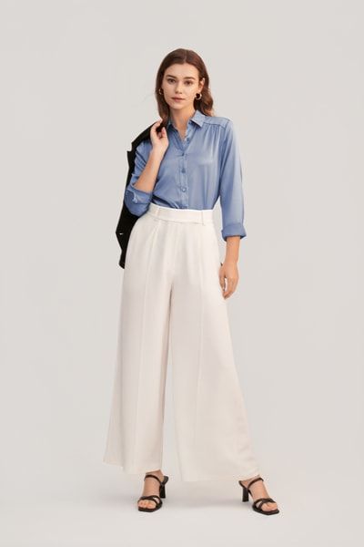 Klassische Maulbeerseidenbluse mit Kragen