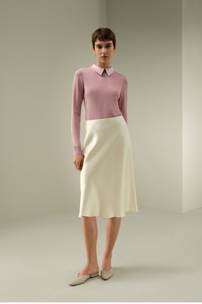 Eleganter Seiden-Midirock in A-Linie