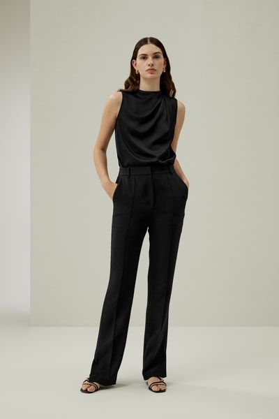 Seidenhose mit geradem Bein und Schlitz