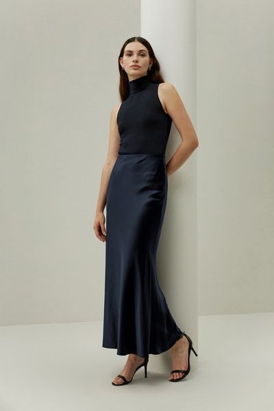 Eleganter Maxi-Rock aus Seidencharmeuse