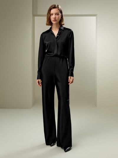 Nahtlose Seidenhose mit weitem Bein