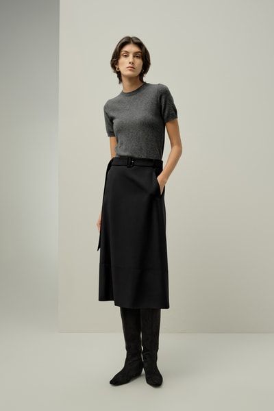 Eleganter Seiden-Woll-Midirock