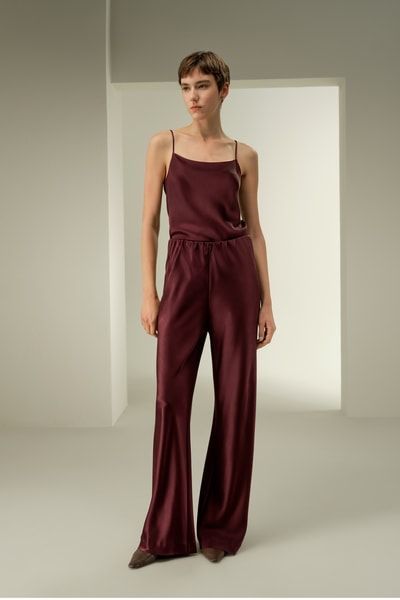 Luxuriöse Seidensatinhose mit geradem Bein
