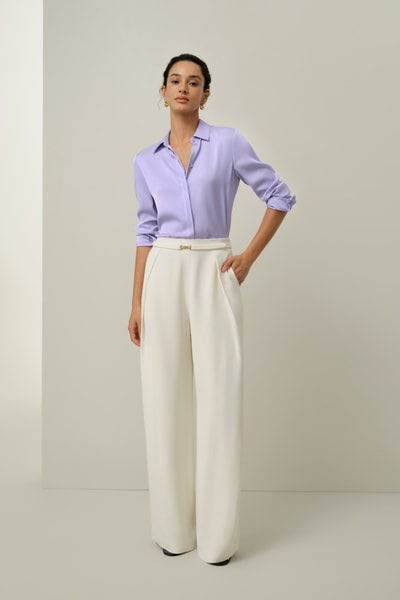 Elegante Seidenhose mit weitem Bein