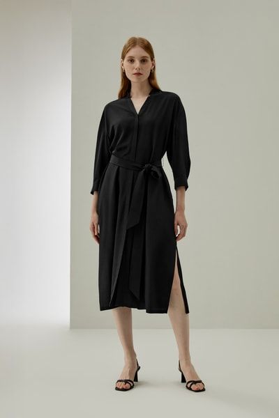 Elegantes Seiden-Hemdblusenkleid