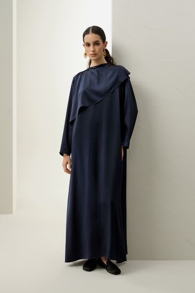 Asymmetrisches Maxi-Kleid aus Seiden-Charmeuse