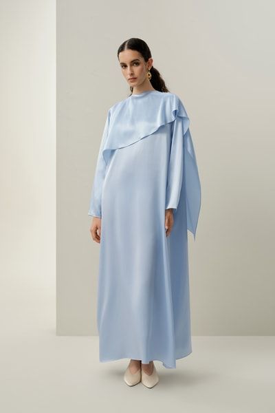 Asymmetrisches Maxi-Kleid aus Seiden-Charmeuse