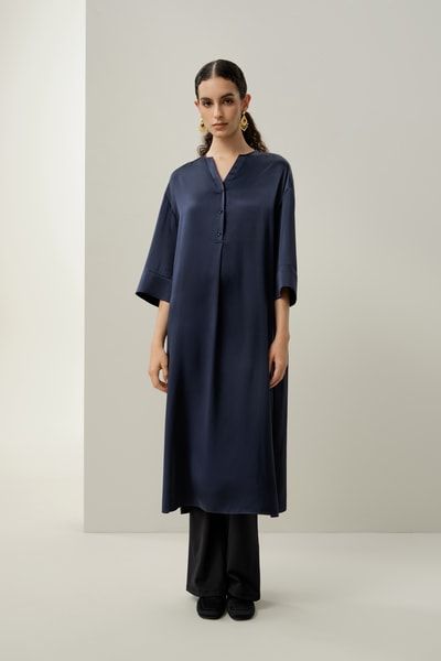 Elegantes Seiden-Charmeuse-Tunika-Kleid