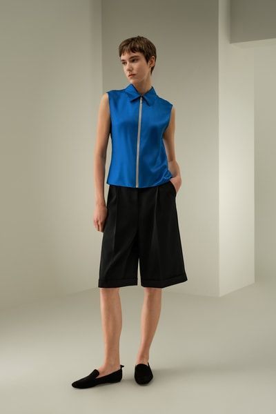 Ärmelloses Zip-Top aus Seidentwill