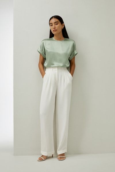 Oversize-Seidentop mit weiten Manschetten