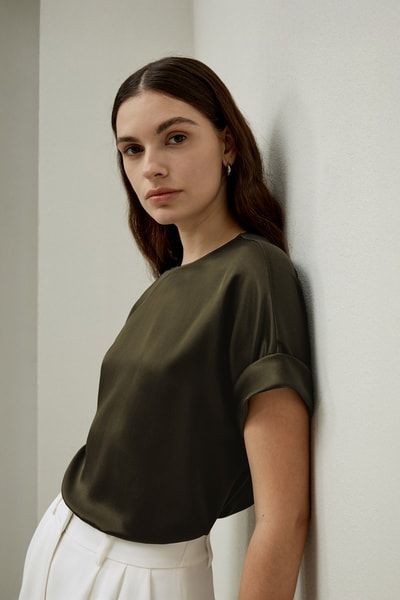 Oversize-Seidentop mit weiten Manschetten