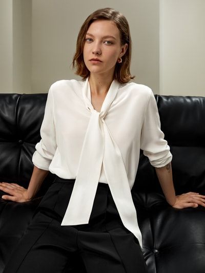 Elegante Seidenbluse mit Schluppe