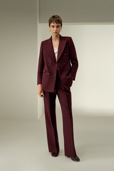 Zweireihiger Blazer aus Seiden-Wolle-Mix