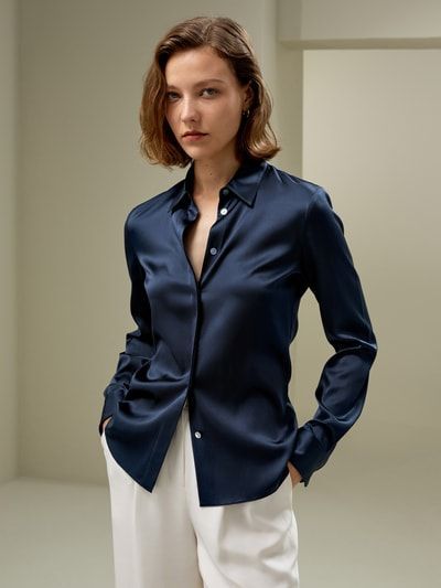 Elegantes Seidenhemd mit Stretch-Anteil