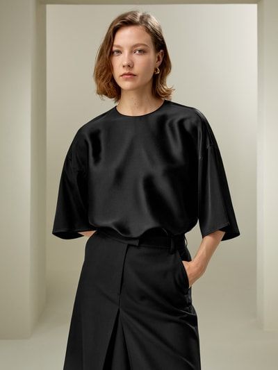 Elegante Seidenbluse mit weitem Schnitt