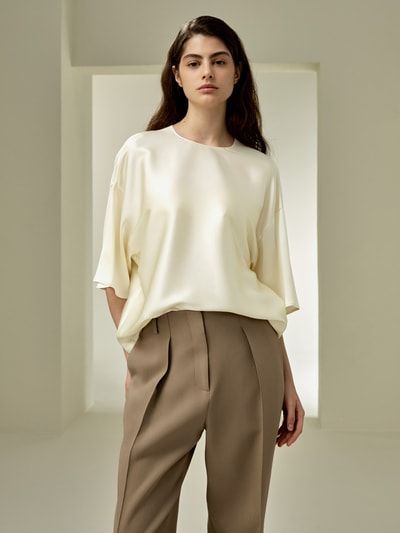 Lässige Seiden-Charmeuse-Bluse