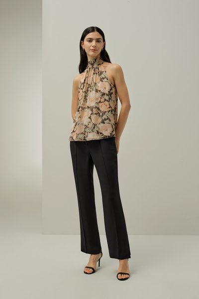 Halter-Seidentop mit Liberty-Blumenmuster