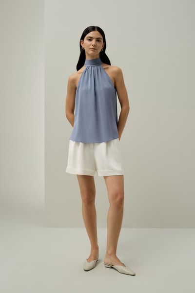 Elegantes Seidengeorgette-Top mit Neckholder