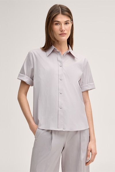 Kurzarm-Hemdbluse aus Baumwollstretch