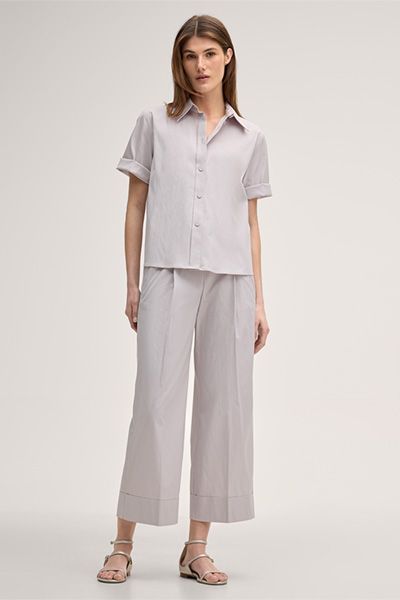 Kurzarm-Hemdbluse aus Baumwollstretch