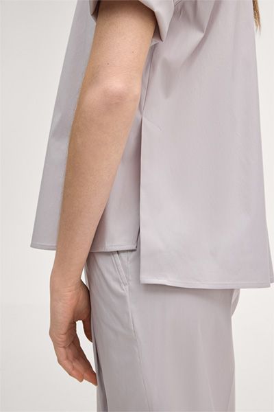 Kurzarm-Hemdbluse aus Baumwollstretch