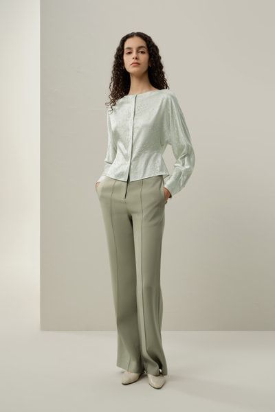 Jacquard-Bluse mit Blumenmuster und U-Boot-Ausschnitt