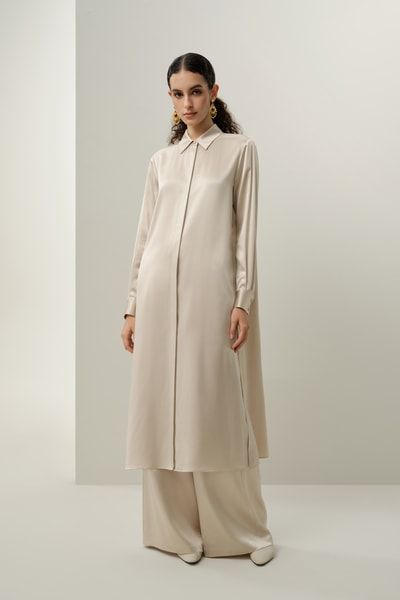 Luxuriöses Hemdblusenkleid aus Seiden-Charmeuse