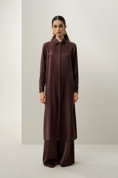 Maxi-Hemdblusenkleid aus Seiden-Charmeuse