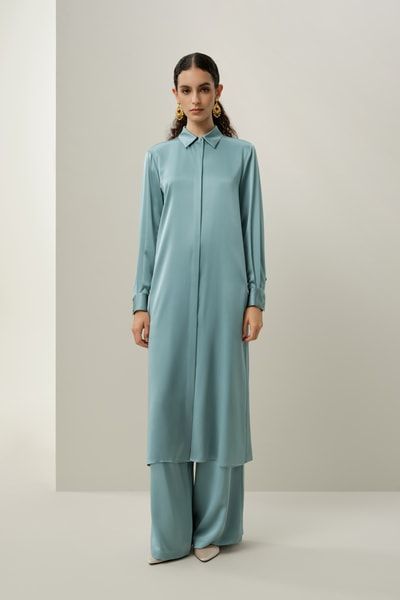 Maxi-Hemdblusenkleid aus Seiden-Charmeuse