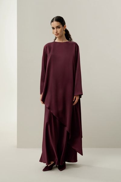 Asymmetrische Seiden-Charmeuse Tunika