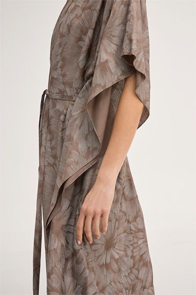 Kaftankleid mit Blumenprint und Gürtel