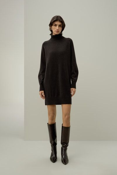 Rollkragen-Strickkleid aus Wolle und Kaschmir