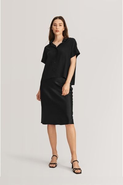 Boxiges Kurzarm-Seidenhemd