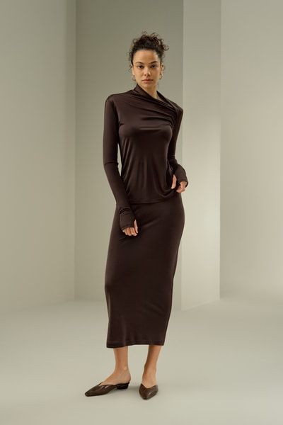 Elegantes drapiertes Seidenjersey-Top