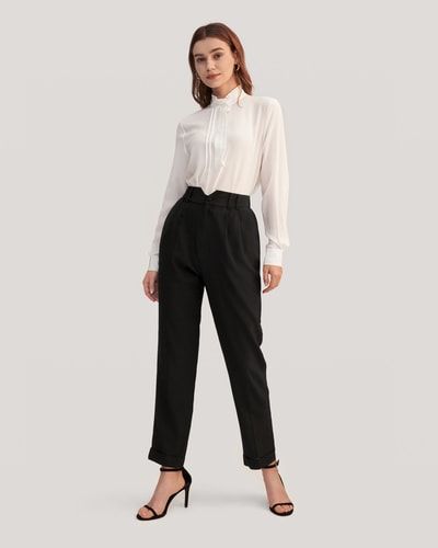 Taillierte Seidenhose mit Hohem Bund
