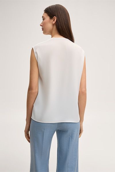 Ärmellose Crêpe-Bluse mit Raffung