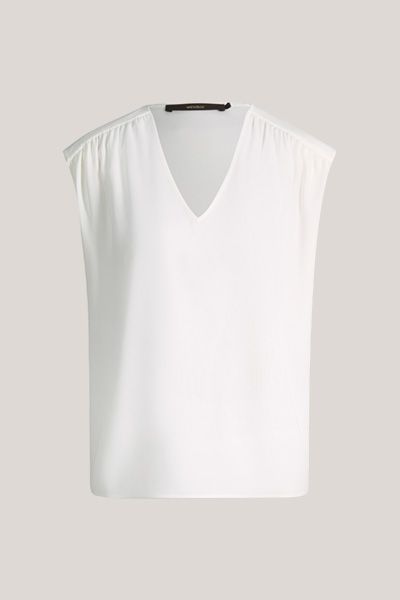 Ärmellose Crêpe-Bluse mit Raffung