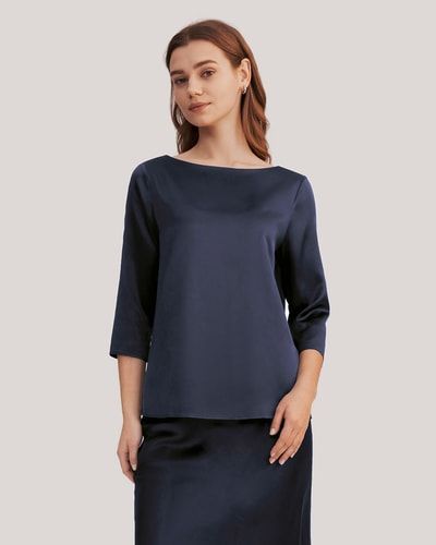 Elegante Seidenbluse mit Bootshalsausschnitt