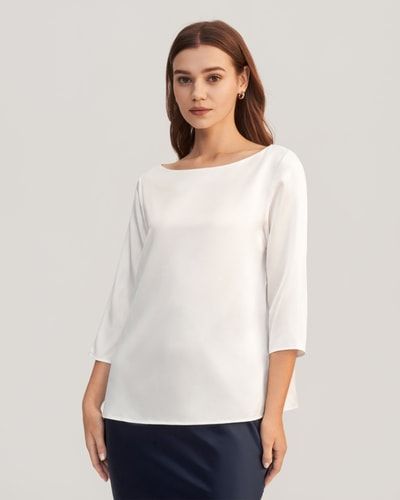 Elegante Seidenbluse mit U-Boot-Ausschnitt