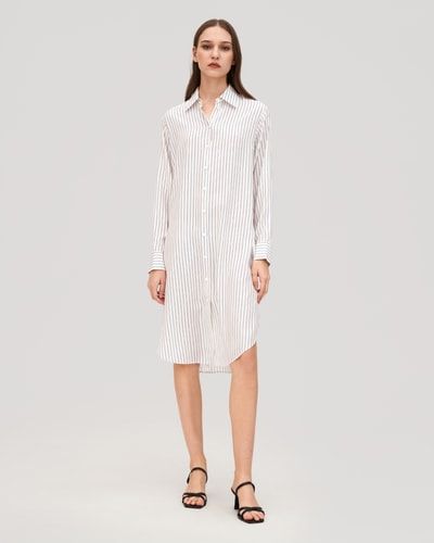 Hemdkleid aus Seide mit Nadelstreifen