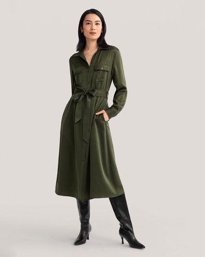 Sandgewaschenes Trench-Kleid mit Gürtel