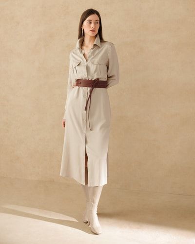 Sandgewaschenes Trench-Midikleid