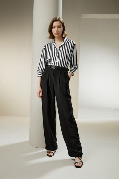 Klassische Seidenbluse mit Amalfi-Streifen