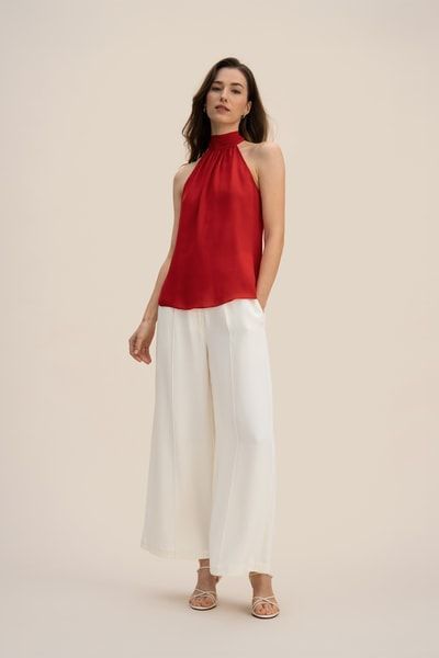 Elegantes Seidengeorgette-Top mit Neckholder