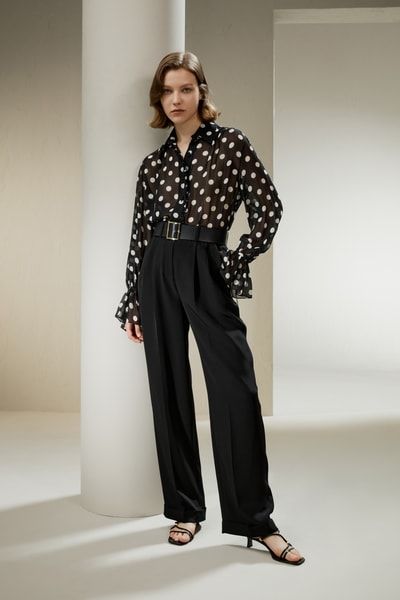 Transparente Georgette-Bluse mit Polka Dots