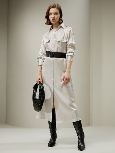 Elegantes Midi-Hemdkleid aus Seide